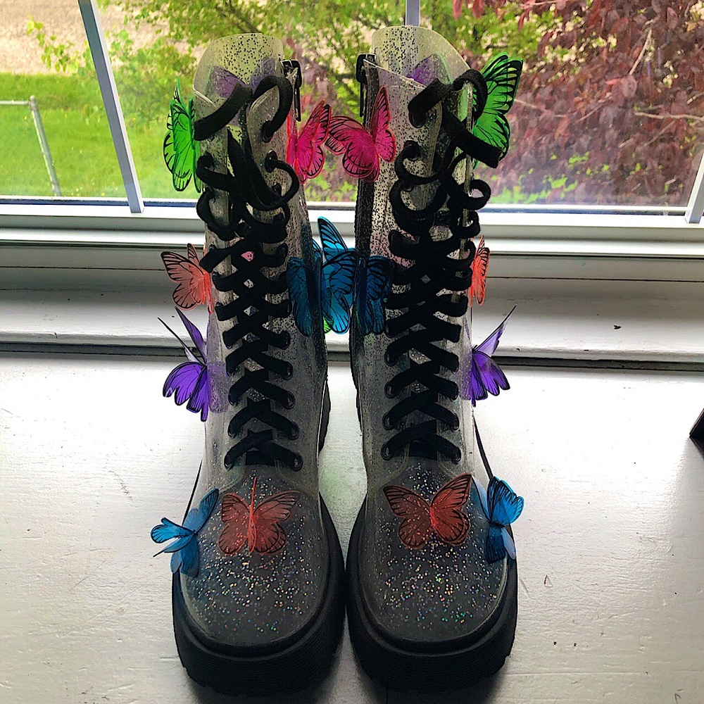 Dolls kill CLUB EXX Terrarium butterfly boots 🦋